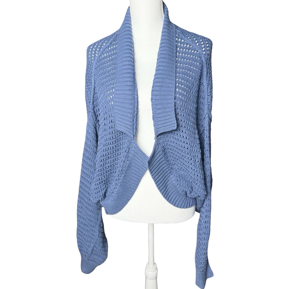 Free People We The Free Blue Gulf Knit Cardigan XL Organic Cotton NWT